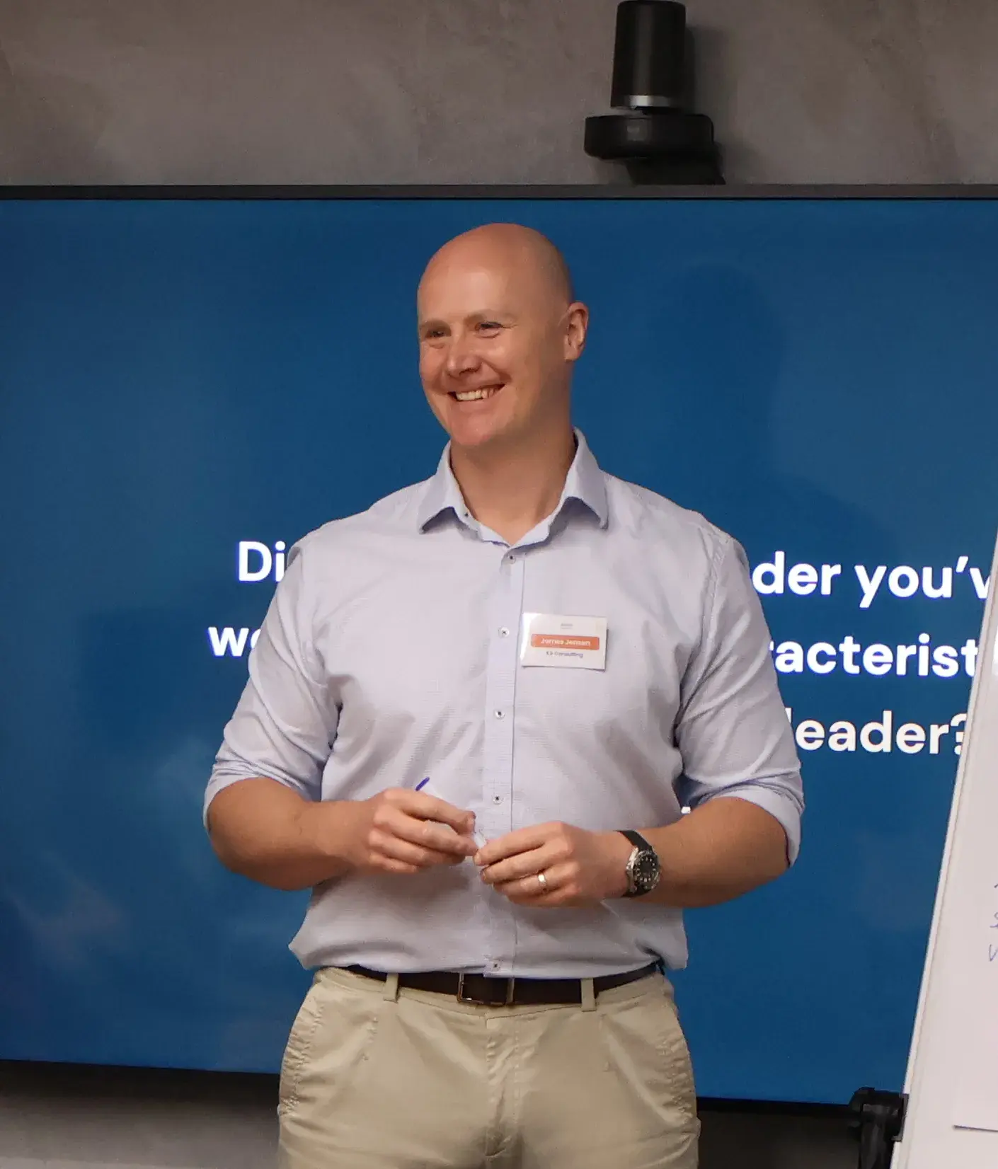 James presenting leadership session